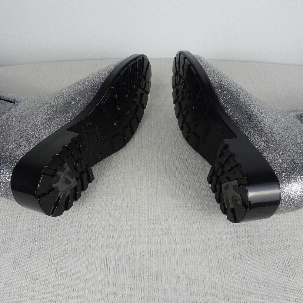 MELISSA Thermal Seasonal Rainboots Women's Boots Silver Lugged New Size 6